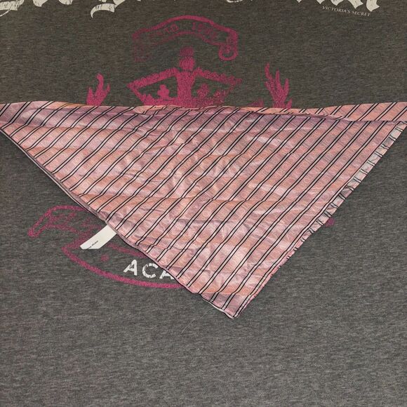 Victoria’s Secret Satin Silky 100% Polyester Pink and White Stripe Logo Scarf - Picture 7 of 10
